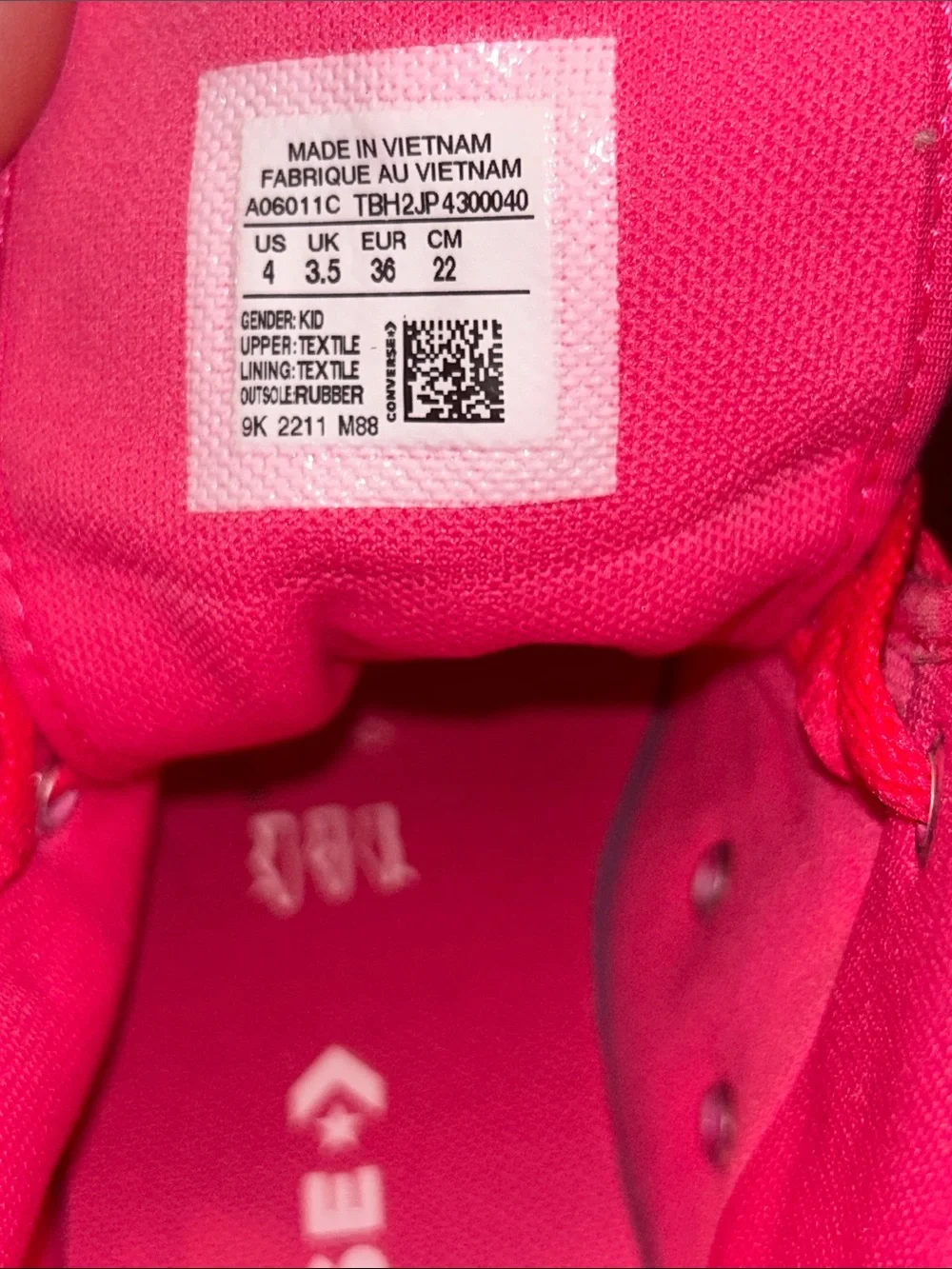 Converse Kids High-Top Sneakers in Hot Pink with Yellow Stitching